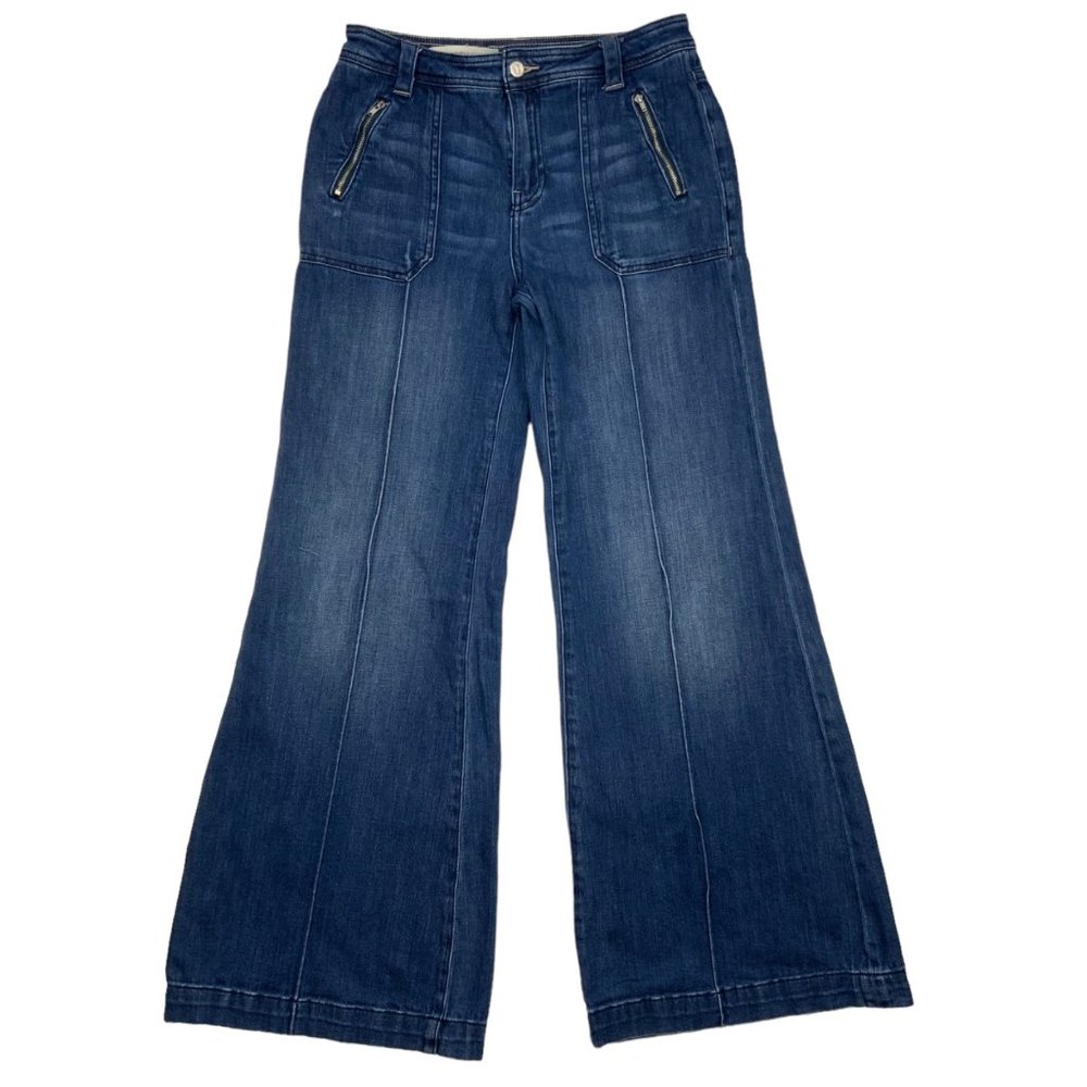 Anthropologie Pilcro Wide Leg Jeans 28 Blue High Rise Center Seam Zip Pockets